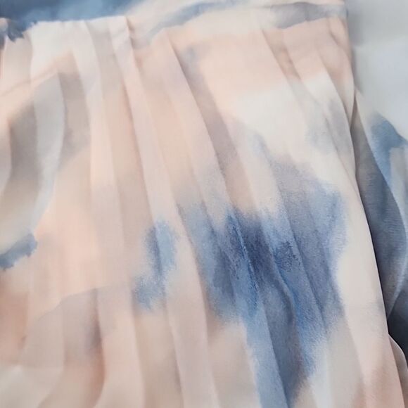 Marbled Pleated Maxi Skirt in Blue and Peach Size L - Picture 9 of 9